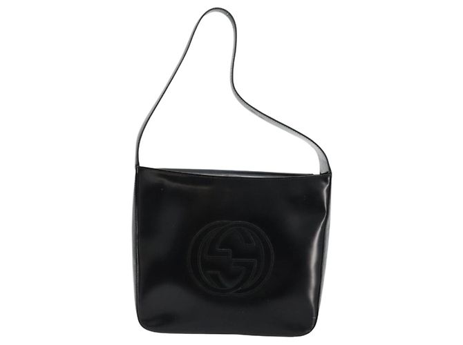 Borsa a Spalla GUCCI Pelle Verniciata Nera Argento 000 0506 1013 Auth ep14311 Nero - vista 2