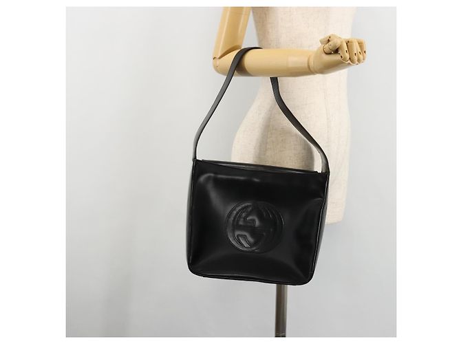 Borsa a Spalla GUCCI Pelle Verniciata Nera Argento 000 0506 1013 Auth ep14311 Nero - vista 21