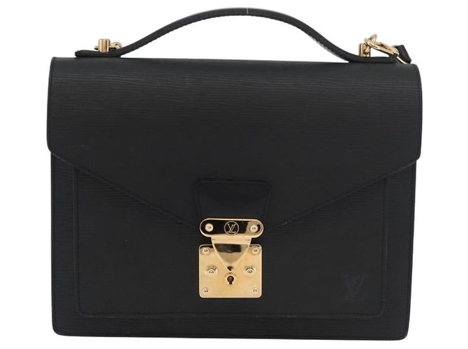 LOUIS VUITTON Bolsa de Mão Epi Monceau 28 Preta M52122 LV Auth ep14190A Preto - vista 13