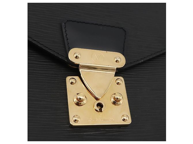 LOUIS VUITTON Bolsa de Mão Epi Monceau 28 Preta M52122 LV Auth ep14190A Preto - vista 20