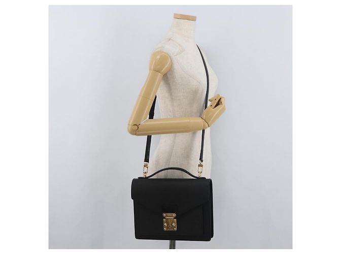 LOUIS VUITTON Bolsa de Mão Epi Monceau 28 Preta M52122 LV Auth ep14190A Preto - vista 29