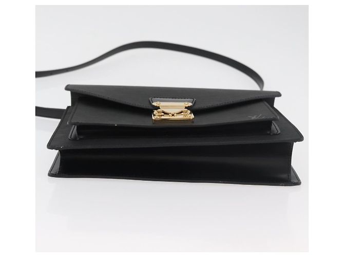 LOUIS VUITTON Bolsa de Mão Epi Monceau 28 Preta M52122 LV Auth ep14190A Preto - vista 6
