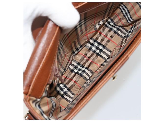 Borsa a Spalla Burberry in Pelle Marrone Oro Auth ep14186 D'oro - vista 17