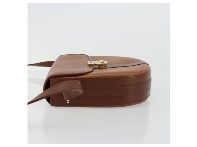 Borsa a Spalla Burberry in Pelle Marrone Oro Auth ep14186 D'oro - vista 5