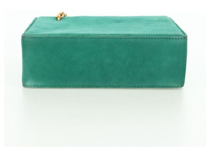 Borsa a Spalla con Catena Christian Dior in Camoscio Verde Oro Auth BA12278V D'oro - vista 10