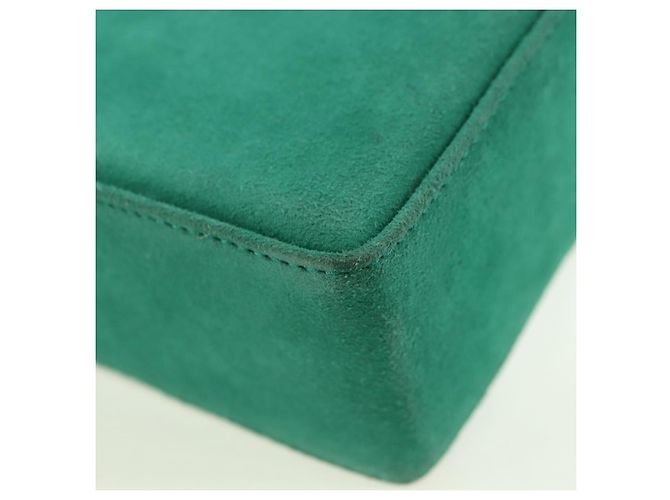 Borsa a Spalla con Catena Christian Dior in Camoscio Verde Oro Auth BA12278V D'oro - vista 12