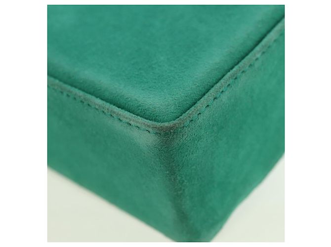 Borsa a Spalla con Catena Christian Dior in Camoscio Verde Oro Auth BA12278V D'oro - vista 14