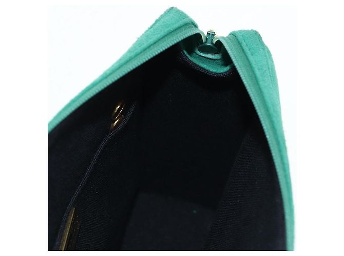 Borsa a Spalla con Catena Christian Dior in Camoscio Verde Oro Auth BA12278V D'oro - vista 18