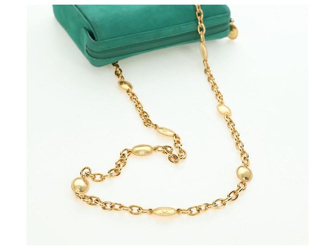 Borsa a Spalla con Catena Christian Dior in Camoscio Verde Oro Auth BA12278V D'oro - vista 7