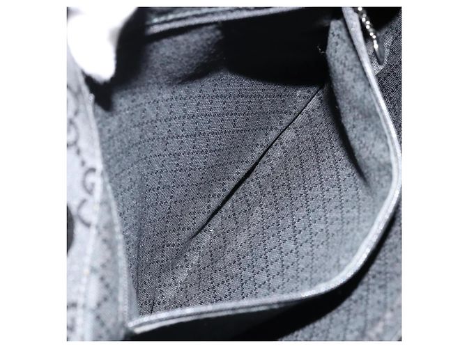 Bamboo Borsa a mano in tela GG Gucci con bambù in nylon nero e argento 002 1010 Auth ep14182 - vista 19