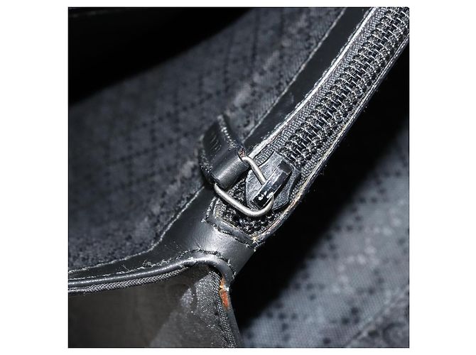 Bamboo Borsa a mano in tela GG Gucci con bambù in nylon nero e argento 002 1010 Auth ep14182 - vista 20