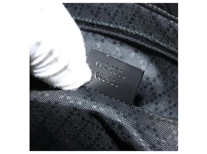 Bamboo Borsa a mano in tela GG Gucci con bambù in nylon nero e argento 002 1010 Auth ep14182 - vista 23