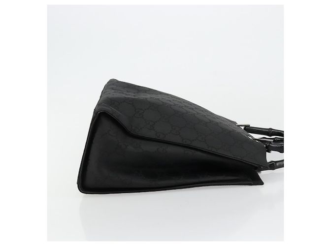 Bamboo Borsa a mano in tela GG Gucci con bambù in nylon nero e argento 002 1010 Auth ep14182 - vista 4