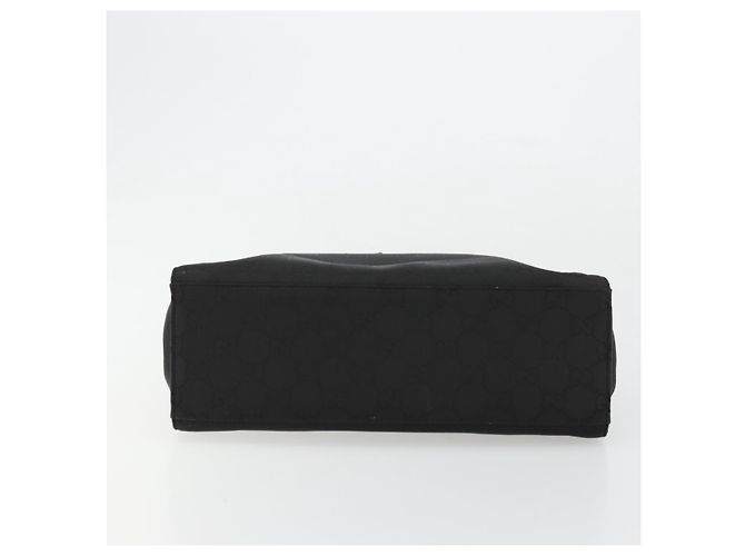 Bamboo Borsa a mano in tela GG Gucci con bambù in nylon nero e argento 002 1010 Auth ep14182 - vista 9