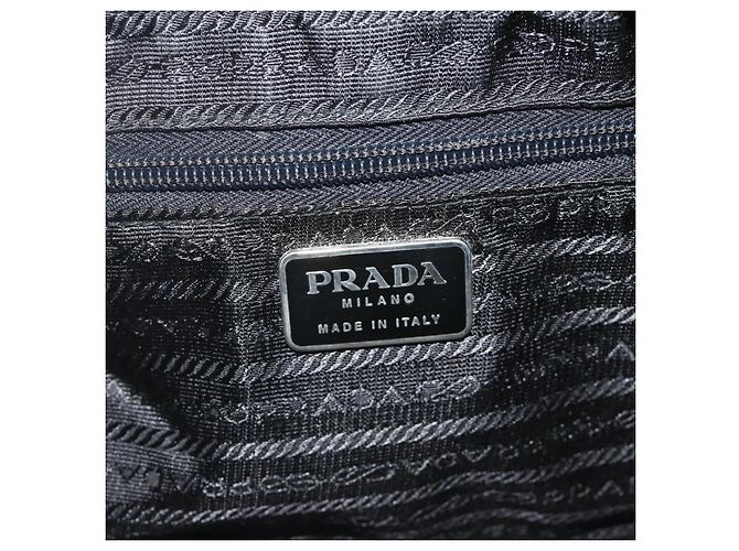 PRADA Borsa a mano in nylon nero argento Auth bs34638 - vista 16