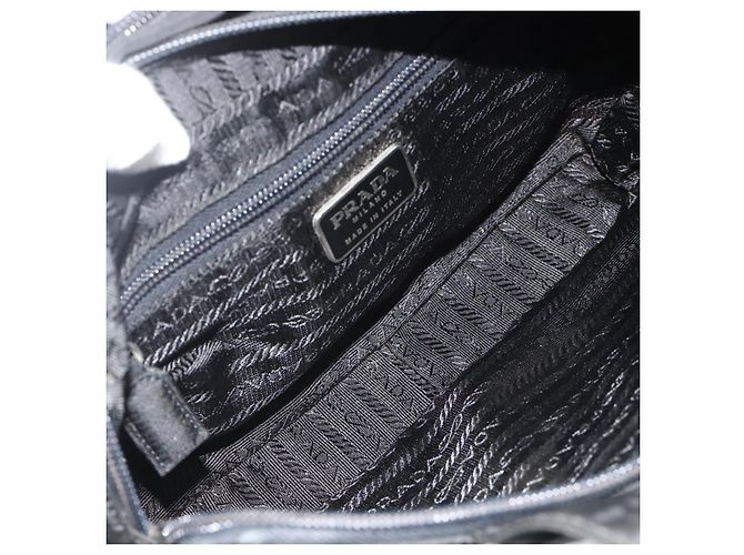 PRADA Borsa a mano in nylon nero argento Auth bs34638 - vista 17
