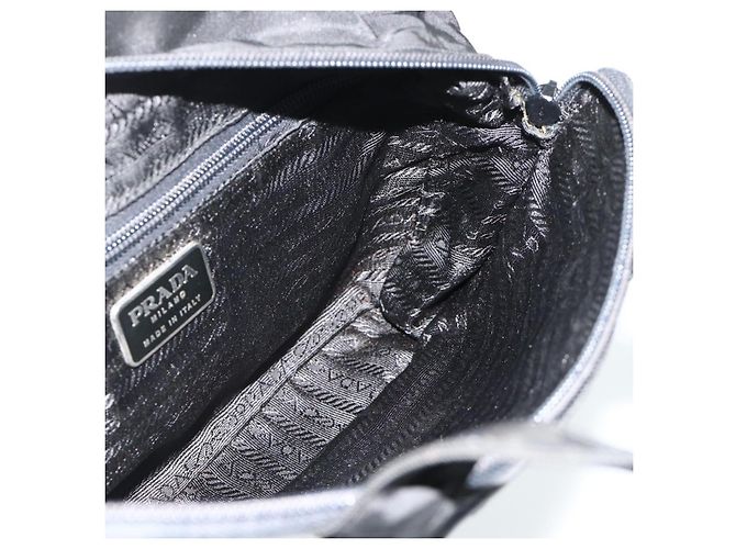 PRADA Borsa a mano in nylon nero argento Auth bs34638 - vista 18