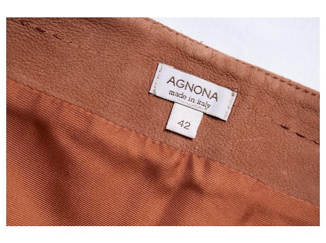 Falda midi de ante coral Agnona Naranja - vista 6