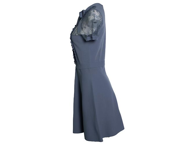 Midi-Kleid aus Spitze mit Rüschen in Lavendel von Valentino Lila - Ansicht 2