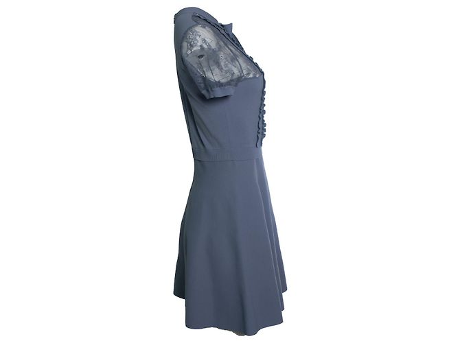 Midi-Kleid aus Spitze mit Rüschen in Lavendel von Valentino Lila - Ansicht 4