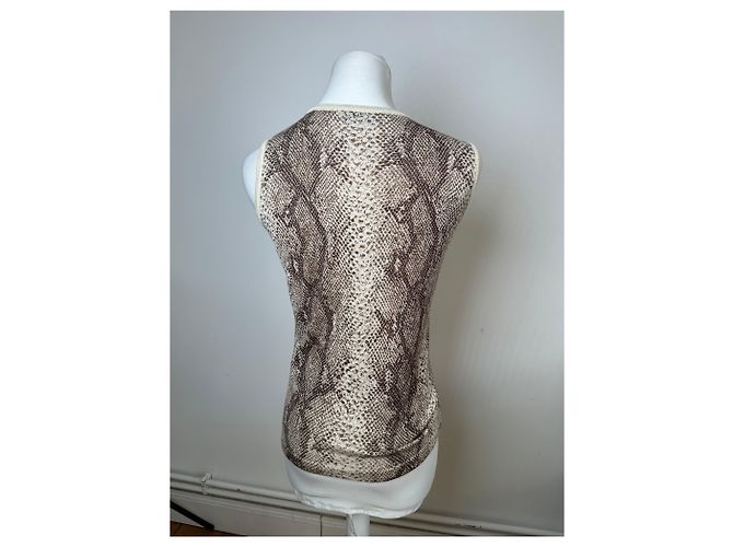 Top senza maniche in maglia con stampa pitone vintage Givenchy Boutique crema marrone M - vista 12