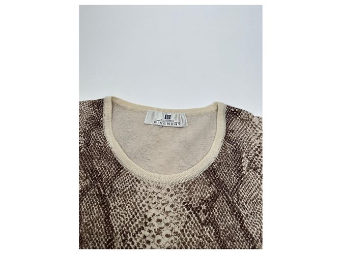 Top senza maniche in maglia con stampa pitone vintage Givenchy Boutique crema marrone M - vista 6