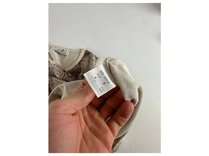 Top senza maniche in maglia con stampa pitone vintage Givenchy Boutique crema marrone M - vista 7