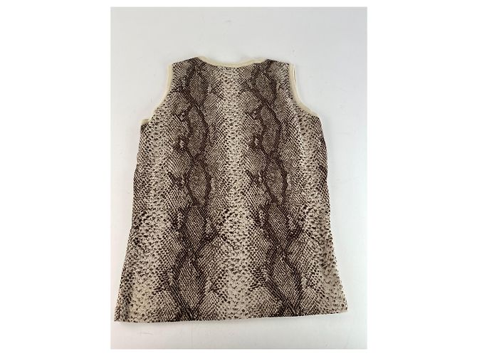 Top senza maniche in maglia con stampa pitone vintage Givenchy Boutique crema marrone M - vista 9