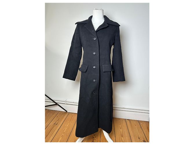 Vintage Givenchy Nouvelle Boutique Wool Long Coat Black S - view 10