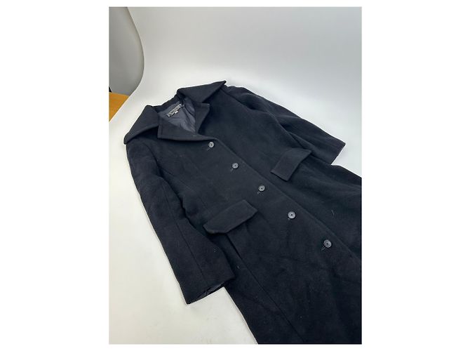 Vintage Givenchy Nouvelle Boutique Wool Long Coat Black S - view 5