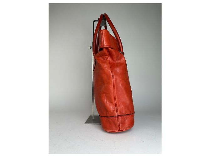 Céline Vintage Celine Triomphe Crest Krokodil-Prägung Leder Tote Rot - Ansicht 5