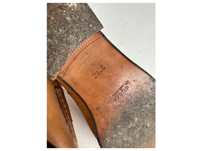 Mocassini in pelle Horsebit vintage Gucci Tan EU37,5 Cammello - vista 11