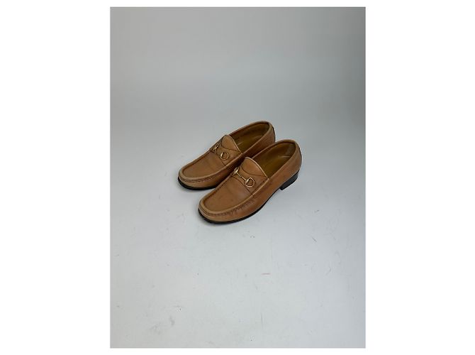 Mocassini in pelle Horsebit vintage Gucci Tan EU37,5 Cammello - vista 3