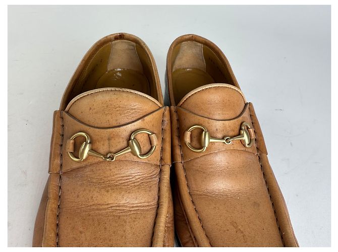 Mocassini in pelle Horsebit vintage Gucci Tan EU37,5 Cammello - vista 9