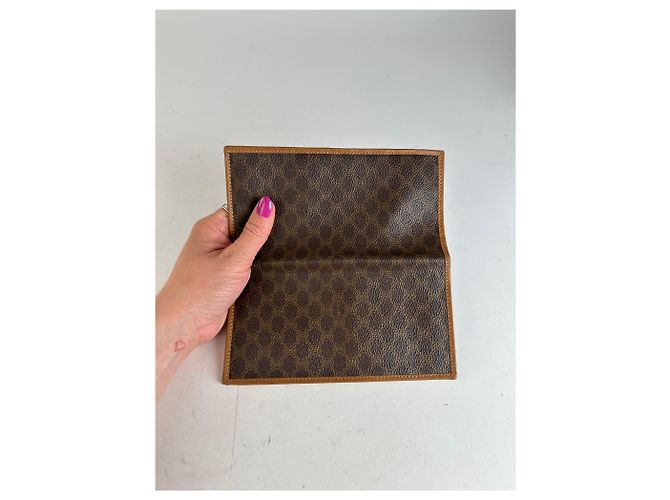 Céline Vintage Celine Macadam Triomphe Monogram Coated Canvas Long Wallet Brown - view 7