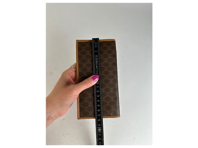 Céline Vintage Celine Macadam Triomphe Monogram Coated Canvas Long Wallet Brown - view 8