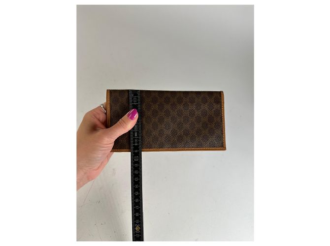 Céline Vintage Celine Macadam Triomphe Monogram Coated Canvas Long Wallet Brown - view 9