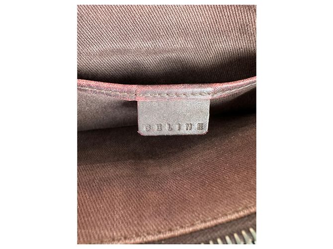 Edge Céline Vintage Celine Macadam C Monogram beschichtete Canvas Tote Beige Burgunder - Ansicht 5