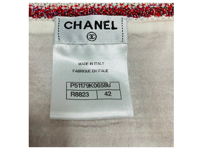 Falda acampanada de papel y algodón de rayas rojas / blancas 2015 de Chanel - vista 4