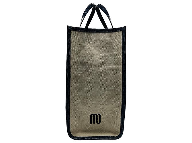 Autre Marque Borsa Tote Martina in lino beige / blu navy e coccodrillo di Maria Oliver - vista 2