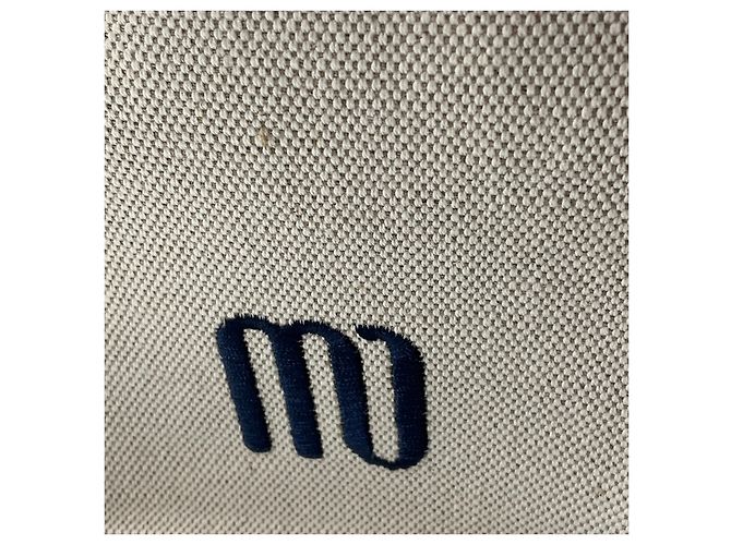 Autre Marque Borsa Tote Martina in lino beige / blu navy e coccodrillo di Maria Oliver - vista 8