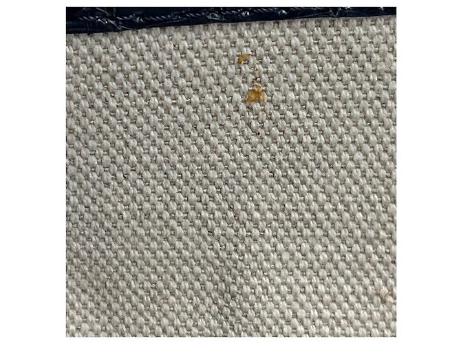 Autre Marque Borsa Tote Martina in lino beige / blu navy e coccodrillo di Maria Oliver - vista 9