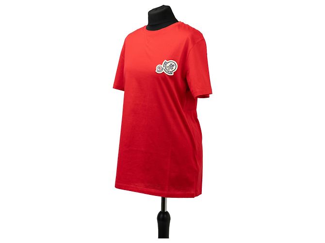 Camiseta de algodón roja Moncler con logo - vista 2