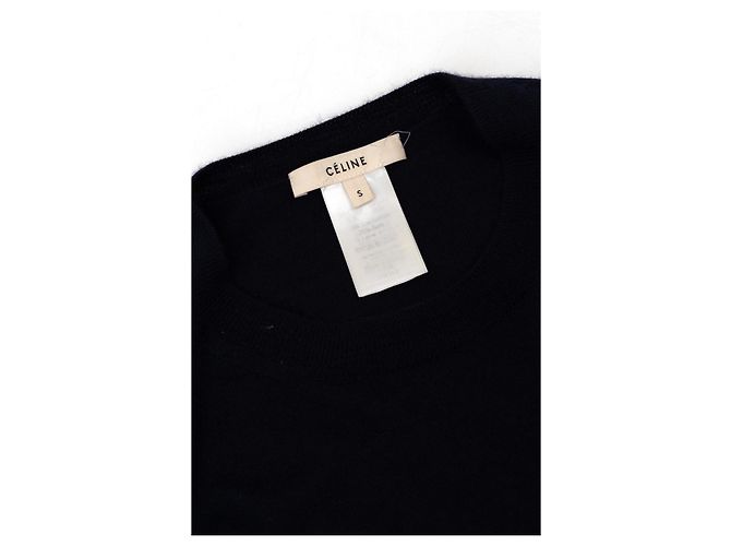 Autre Marque CELINE Strickbluse Rundhalsausschnitt Marineblau Seide Kaschmir Wolle - Ansicht 4