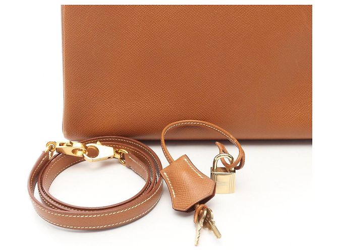 Borsa Hermès Kelly 32 oro Marrone - vista 6