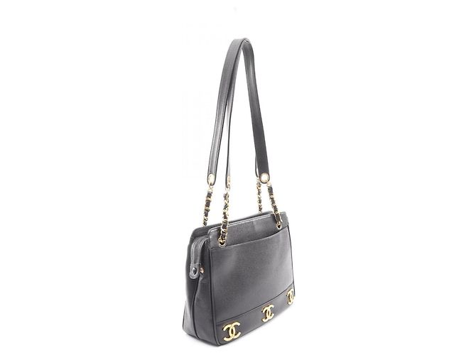 Chanel Triple Coco Mark Tote Tasche Schwarz - Ansicht 2
