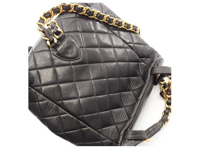 Chanel Matelassé Lammleder Rucksack/Handtasche Schwarz - Ansicht 10