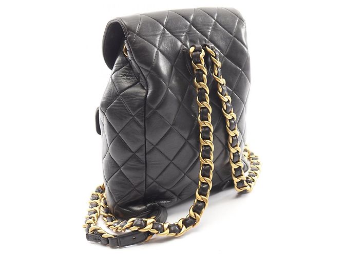 Chanel Matelassé Lammleder Rucksack/Handtasche Schwarz - Ansicht 2