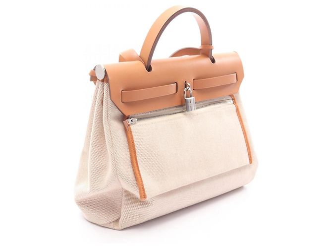 Hermès Borsa Hermes Herbag Zip PM Pegasus Pop Marrone Beige Crudo - vista 2