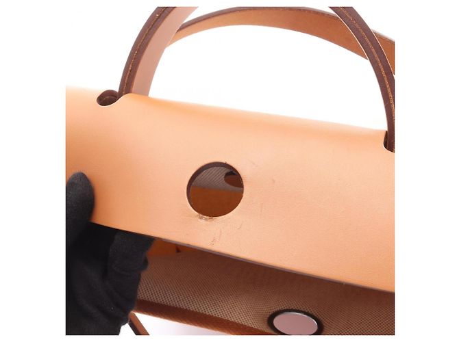 Hermès Borsa Hermes Herbag Zip PM Pegasus Pop Marrone Beige Crudo - vista 7